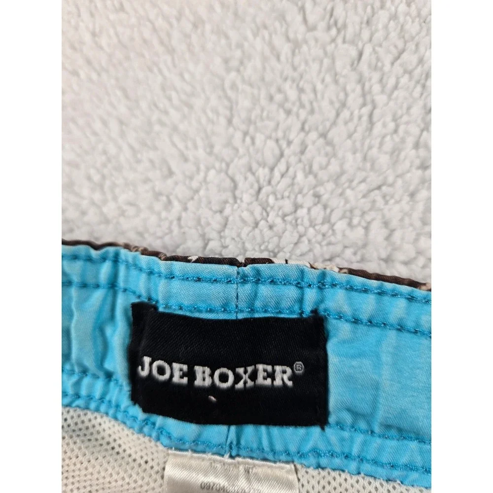Joe Boxer Mens XL Brown Tropical Passport Travel Print Board Shorts Swim Trunks